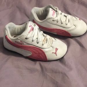 Puma toddler sneakers. Pink and white; size 7.